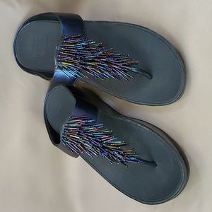 Fitflop Cha Cha Iridescent Blue Size 7 Sandals